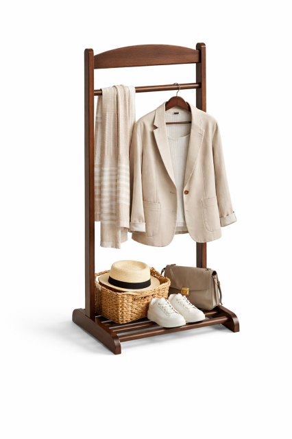 Amelia dřevěný stojan na šaty tmavý ořech